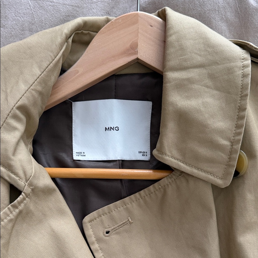 Mango Classic Beige Trench Coat with Belt - Picture 3 of 3